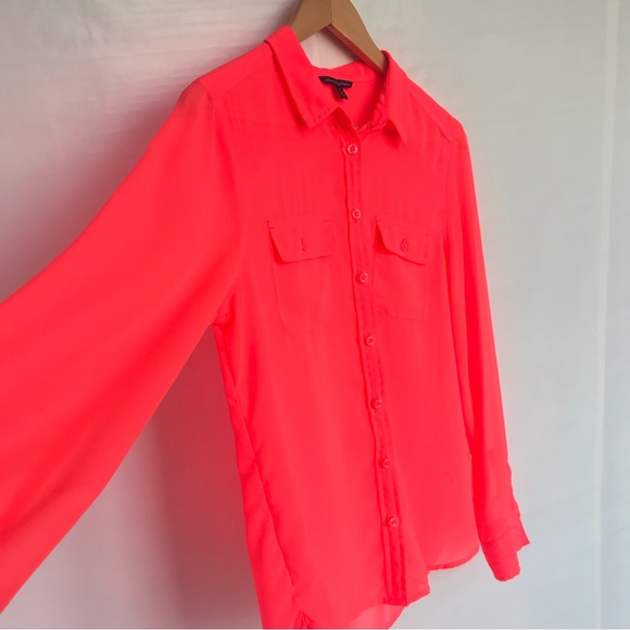 American eagle Coral neon button shirt - Picture 3 of 6